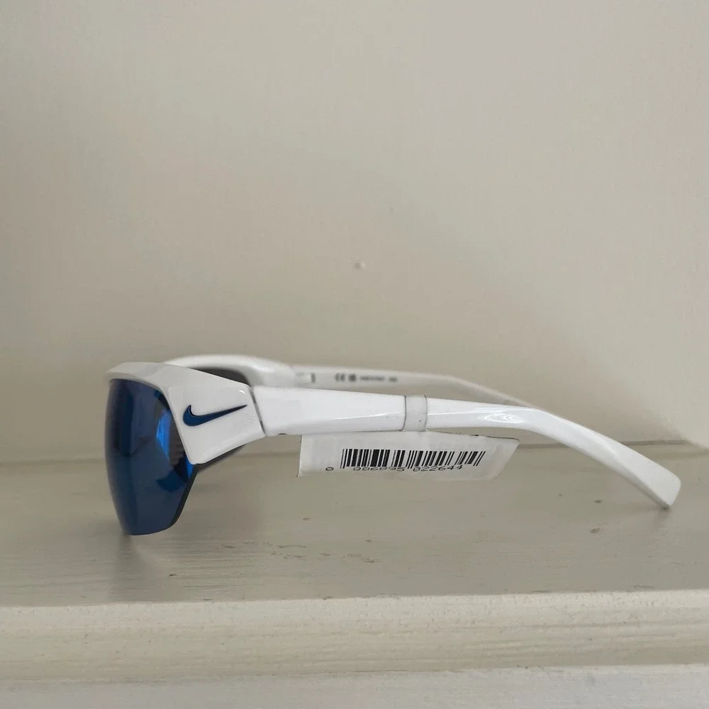 Nike Skylon Ace Sunglasses White Blue Mirror Lens Sport EV1125 104 New Box‎